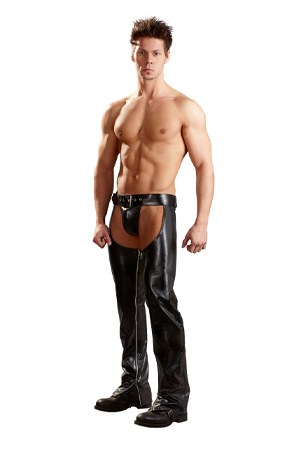 Pantalone Chaps con String Nero. Taglia XL-XXL